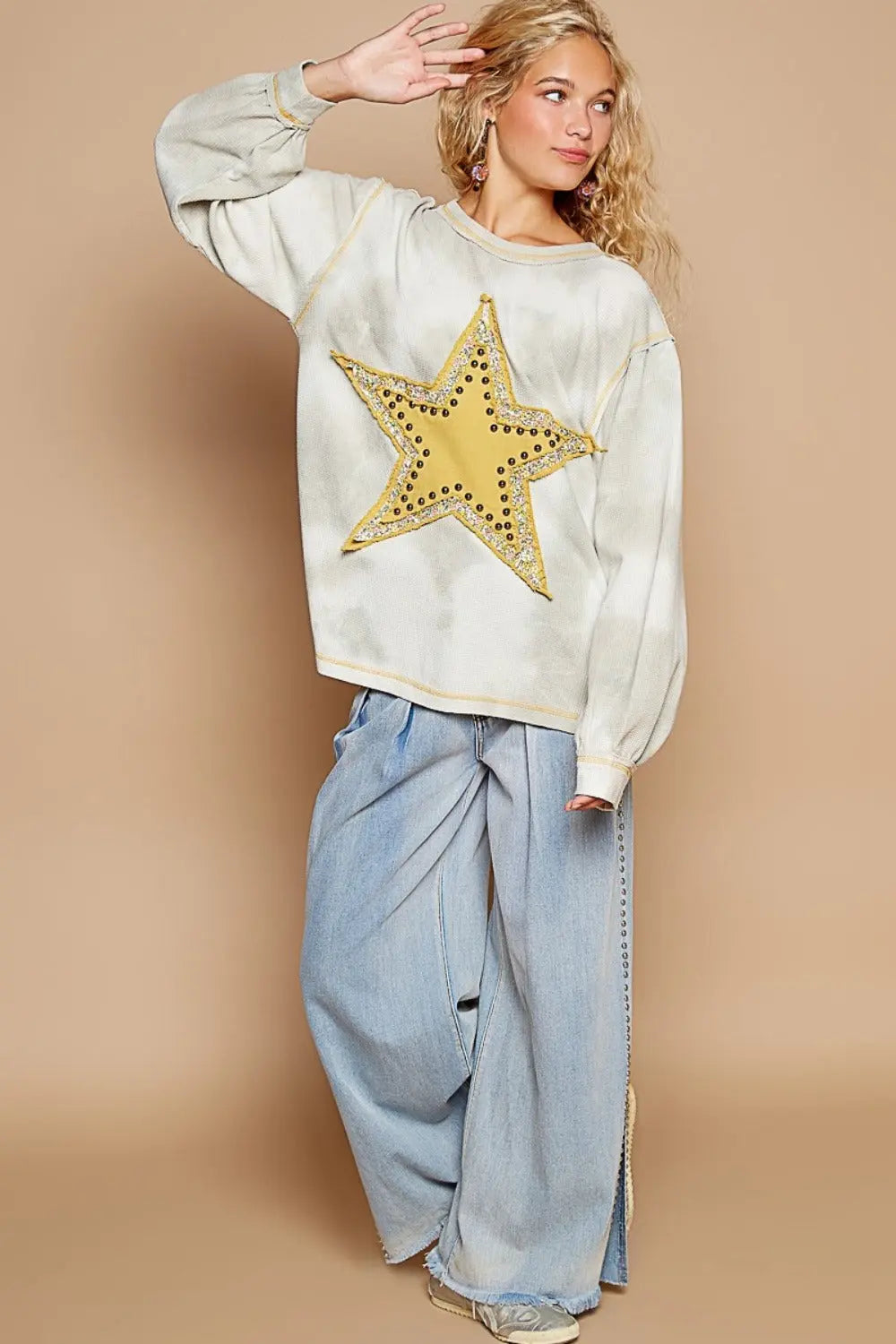 POL Washed Star Patch With Studded Top 2668south