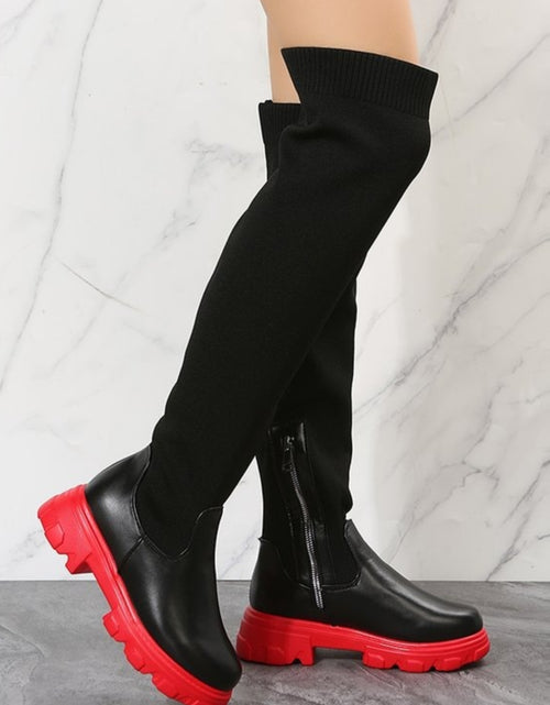 Load image into Gallery viewer, PU Leather Round Toe Platform Boots 2668south
