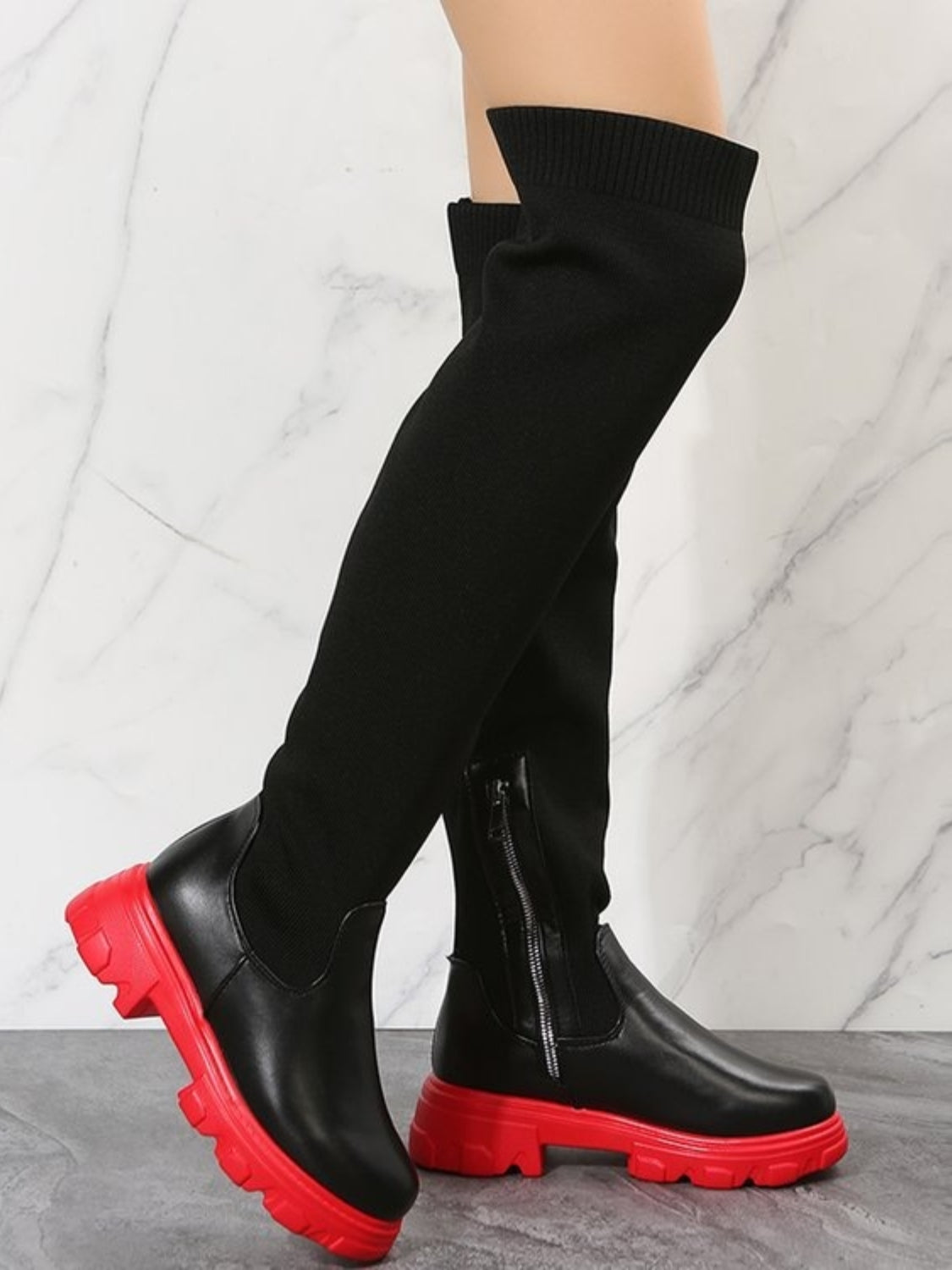 PU Leather Round Toe Platform Boots 2668south