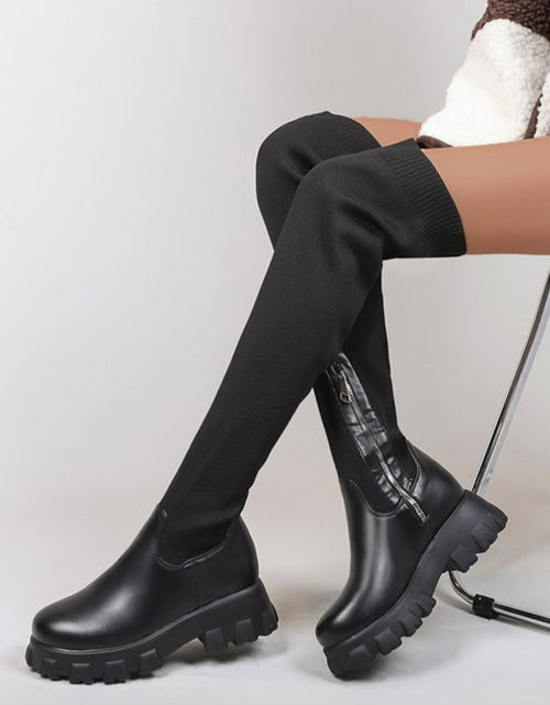 Load image into Gallery viewer, PU Leather Round Toe Platform Boots 2668south
