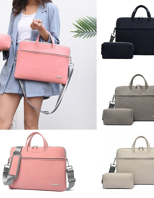 Load image into Gallery viewer, PU Leather Women Laptop Bag Notebook Carrying Case Briefcase For Macbook Air 13.3 14 15.6 Inch Men Handbags Shoulder Mouse Bag 2668south
