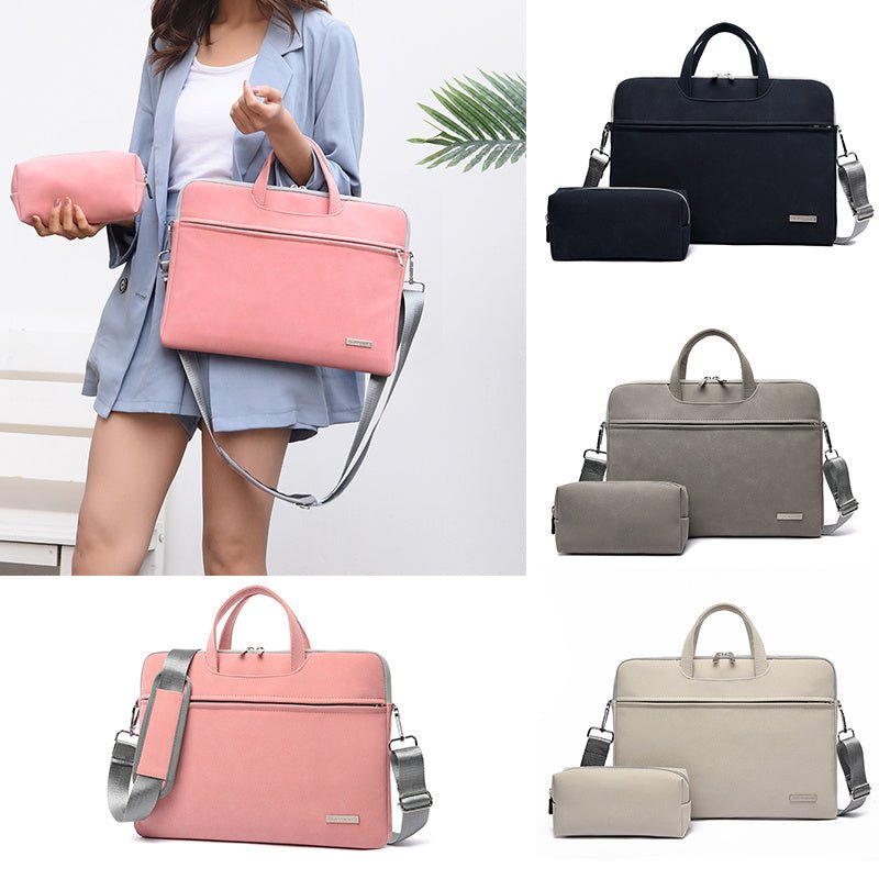 PU Leather Women Laptop Bag Notebook Carrying Case Briefcase For Macbook Air 13.3 14 15.6 Inch Men Handbags Shoulder Mouse Bag 2668south