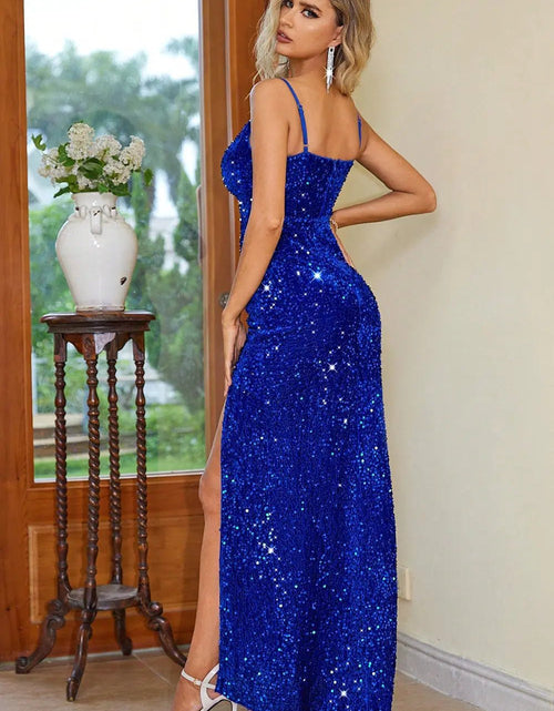 Load image into Gallery viewer, Party Sequin Slit Spaghetti Strap Dress 2668south
