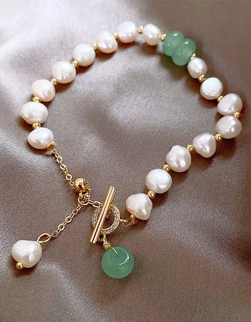 Load image into Gallery viewer, Pearl Green Stone Link Bracelet 2668south
