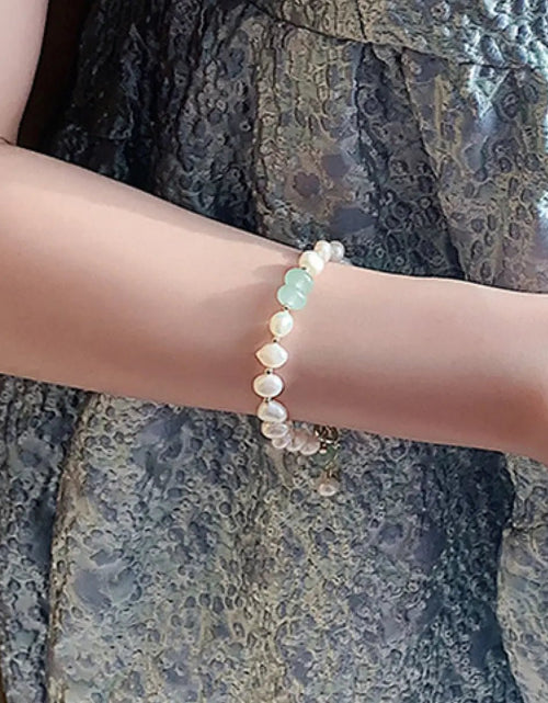 Load image into Gallery viewer, Pearl Green Stone Link Bracelet 2668south
