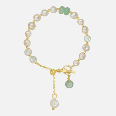 Pearl Green Stone Link Bracelet 2668south