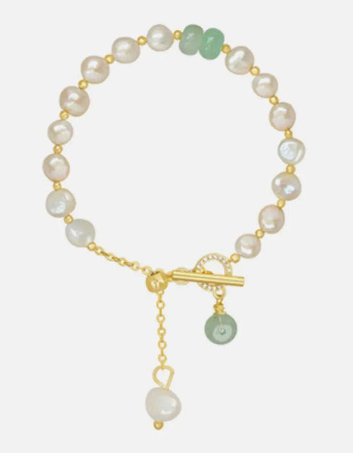 Load image into Gallery viewer, Pearl Green Stone Link Bracelet 2668south
