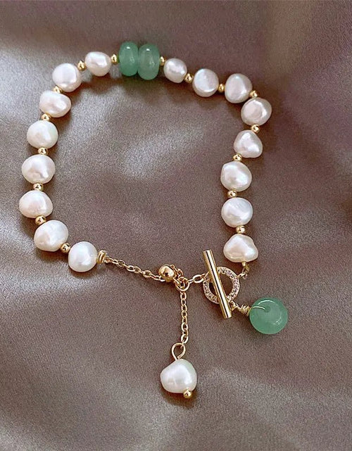 Load image into Gallery viewer, Pearl Green Stone Link Bracelet 2668south
