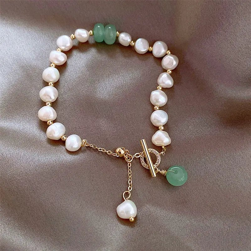 Pearl Green Stone Link Bracelet 2668south