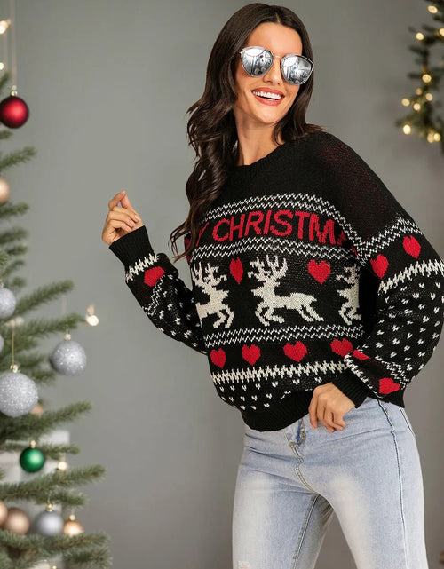 Load image into Gallery viewer, Perfee Christmas Element Round Neck Sweater 2668south
