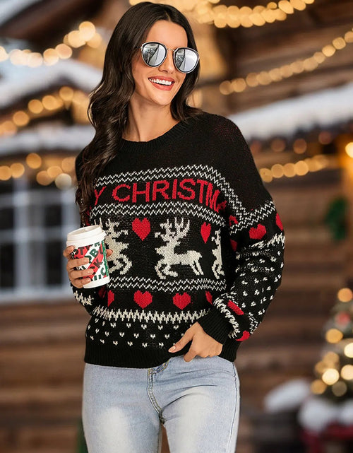 Load image into Gallery viewer, Perfee Christmas Element Round Neck Sweater 2668south
