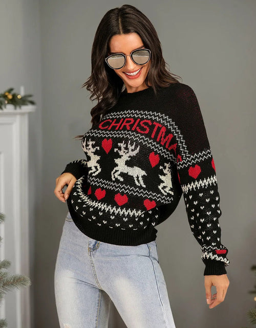 Load image into Gallery viewer, Perfee Christmas Element Round Neck Sweater 2668south
