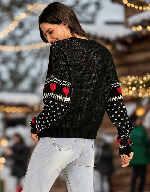 Load image into Gallery viewer, Perfee Christmas Element Round Neck Sweater 2668south
