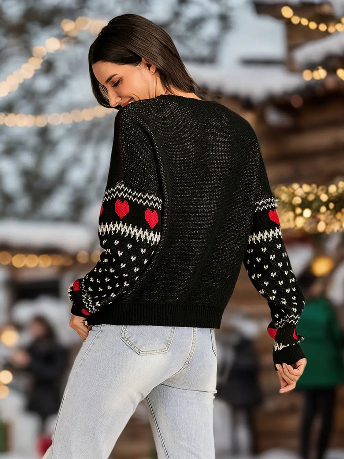 Perfee Christmas Element Round Neck Sweater 2668south