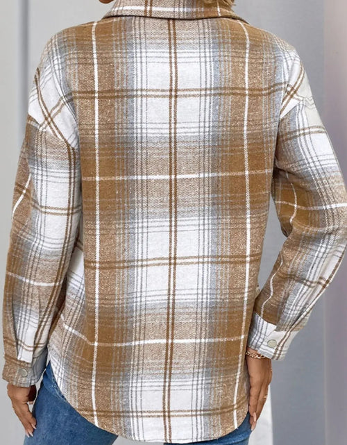 Load image into Gallery viewer, Perfee Plaid Collared Neck Half Zip Long Sleeve Top 2668south
