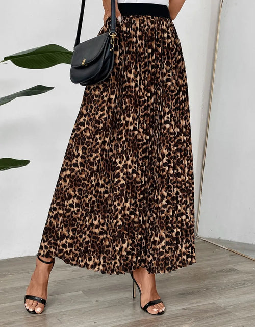 Load image into Gallery viewer, Perfee Pleated Leopard Maxi Skirt 2668south
