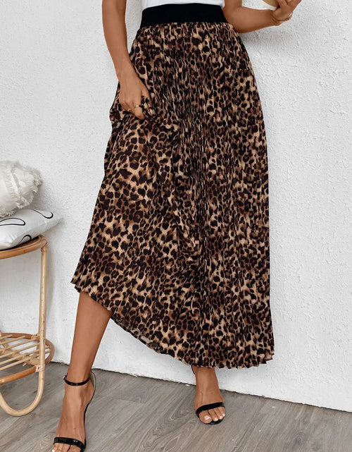 Load image into Gallery viewer, Perfee Pleated Leopard Maxi Skirt 2668south
