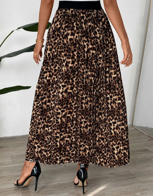 Load image into Gallery viewer, Perfee Pleated Leopard Maxi Skirt 2668south
