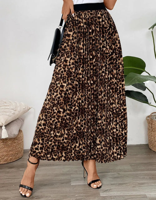 Load image into Gallery viewer, Perfee Pleated Leopard Maxi Skirt 2668south
