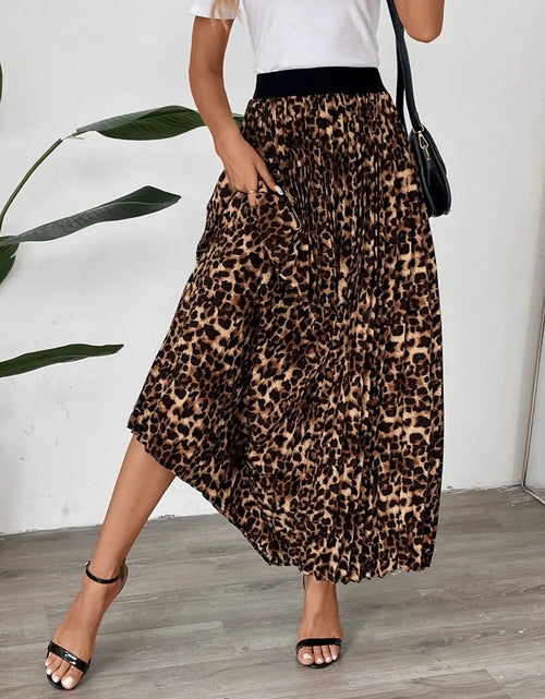 Load image into Gallery viewer, Perfee Pleated Leopard Maxi Skirt 2668south
