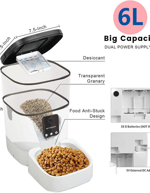 Load image into Gallery viewer, Pet Feeder,6L Automatic Pet Feeder for Cats and Dogs,1080P Camera,App Control,Voice Recorder,Timed Feeder for Schedule Feeding, Dual Power Supply,Wifi Pet Food Dispenser with App Control 2668south
