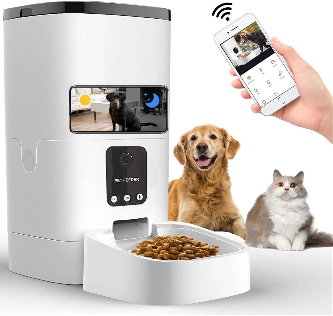 Pet Feeder,6L Automatic Pet Feeder for Cats and Dogs,1080P Camera,App Control,Voice Recorder,Timed Feeder for Schedule Feeding, Dual Power Supply,Wifi Pet Food Dispenser with App Control 2668south