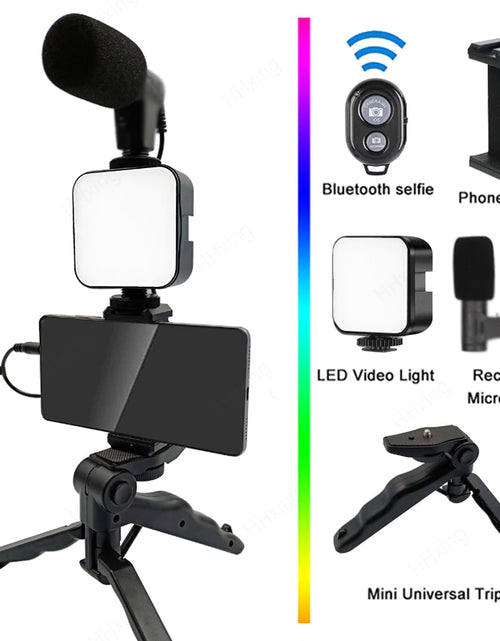 Load image into Gallery viewer, Phone Holder Photography Lighting Smartphone Video Kit Microphone LED Selfie Tripod Recording Handle Portable Stabilizer Bracket 2668south
