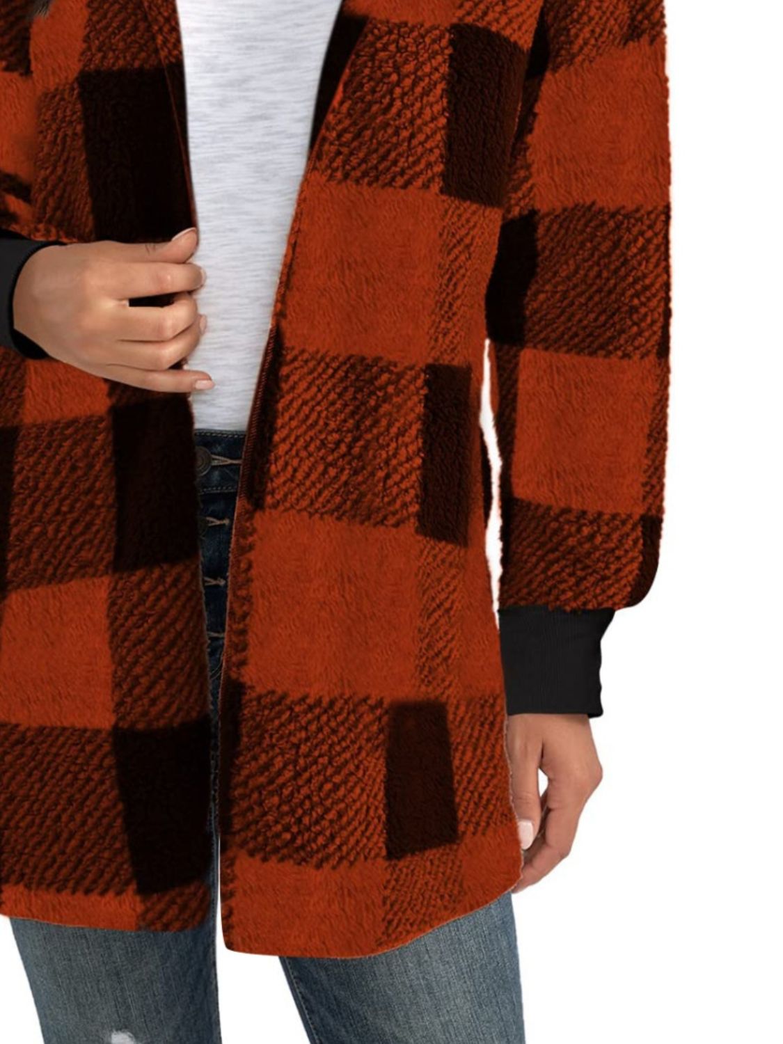 Plaid Long Sleeve Hooded Coat 2668south