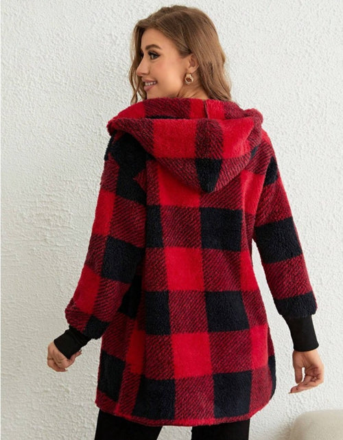 Load image into Gallery viewer, Plaid Long Sleeve Hooded Coat 2668south
