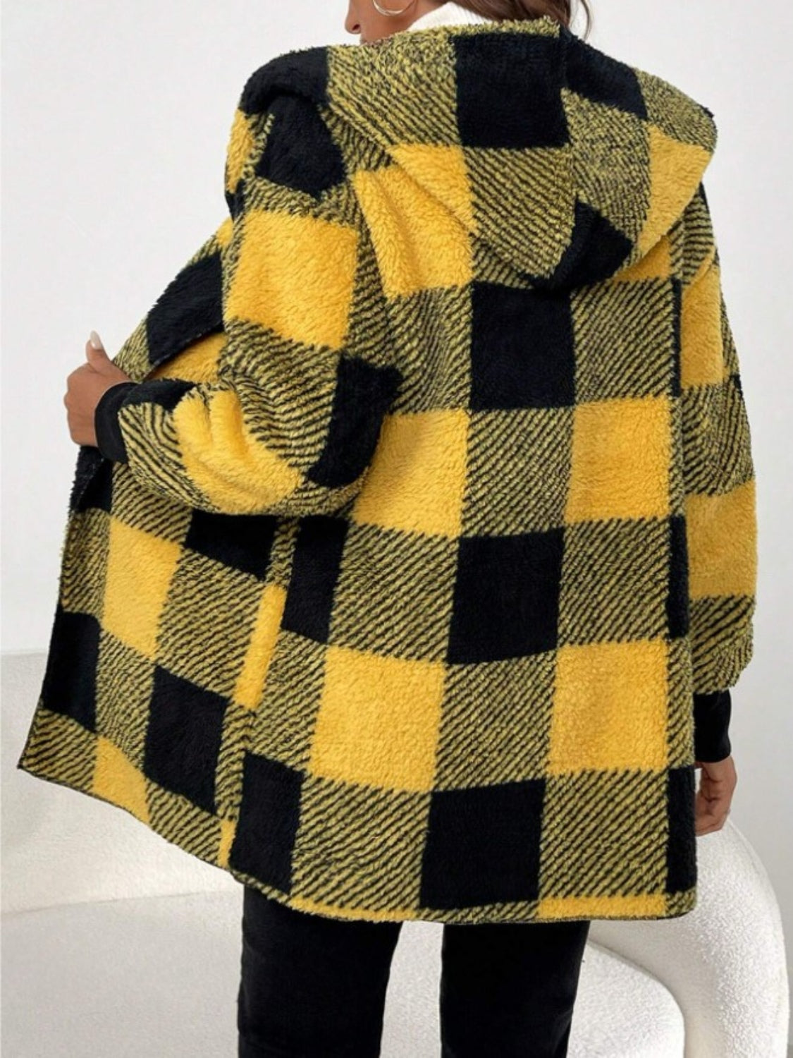 Plaid Long Sleeve Hooded Coat 2668south