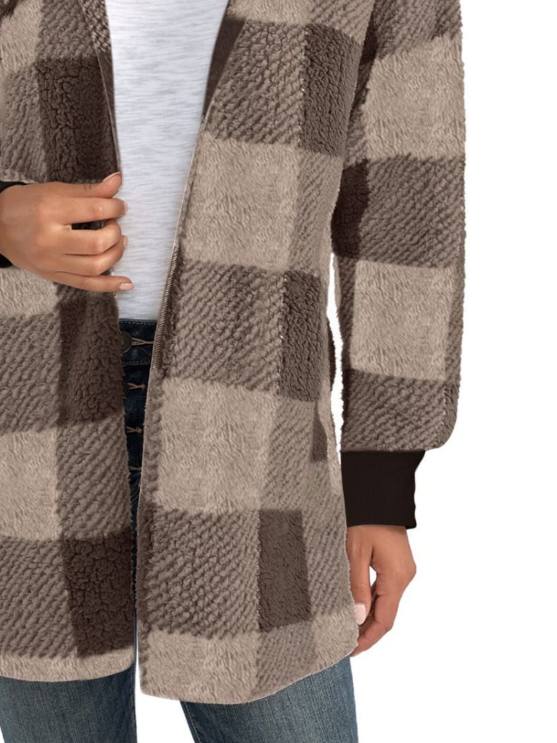 Plaid Long Sleeve Hooded Coat 2668south