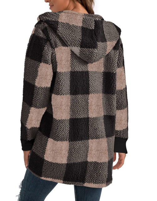 Load image into Gallery viewer, Plaid Long Sleeve Hooded Coat 2668south
