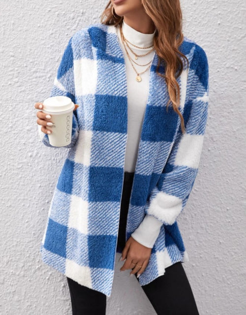 Load image into Gallery viewer, Plaid Long Sleeve Hooded Coat 2668south
