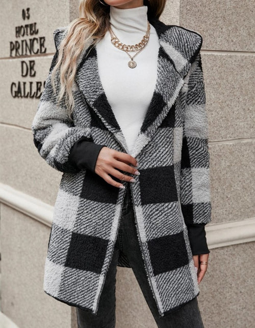 Load image into Gallery viewer, Plaid Long Sleeve Hooded Coat 2668south
