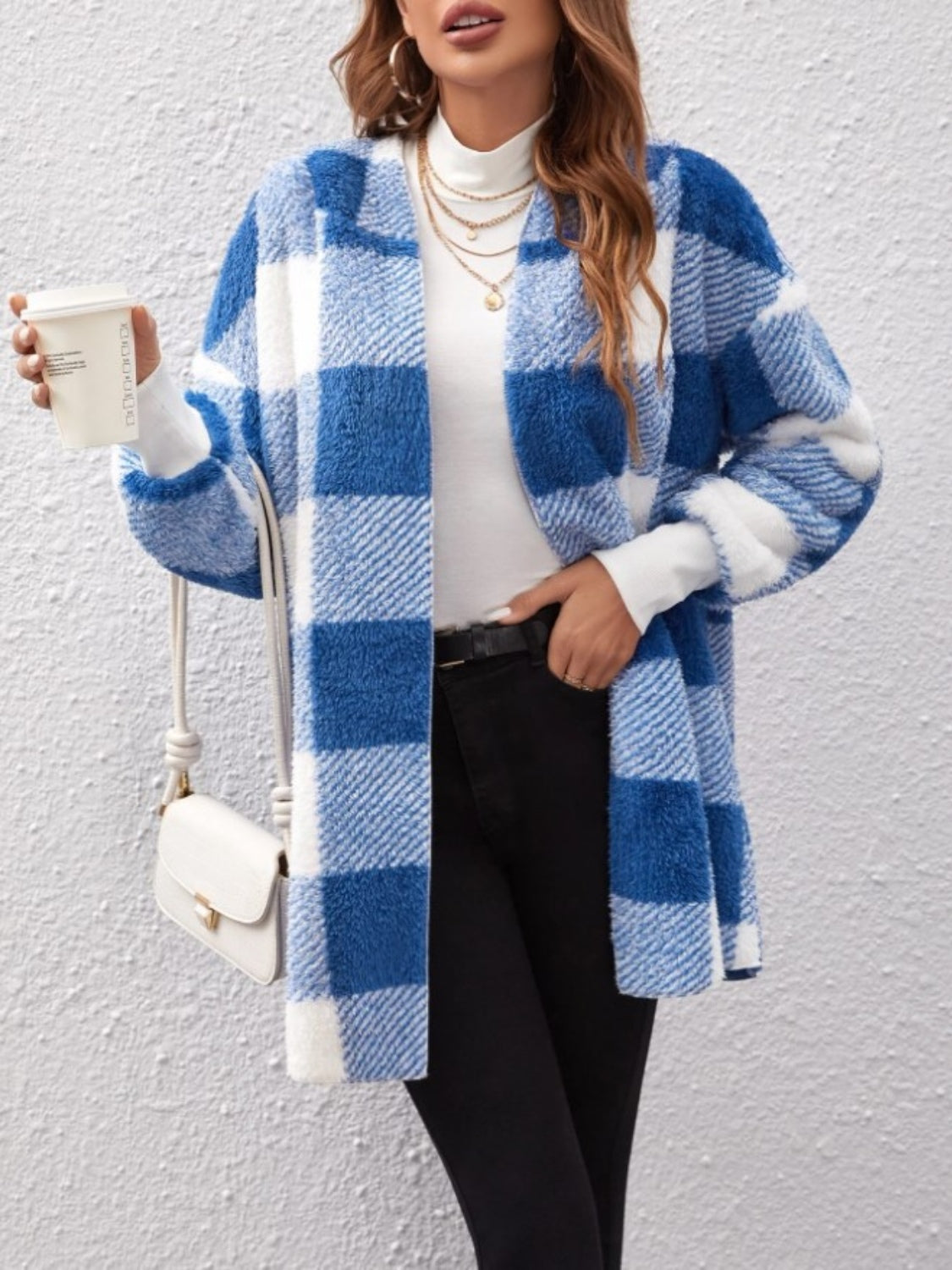 Plaid Long Sleeve Hooded Coat 2668south