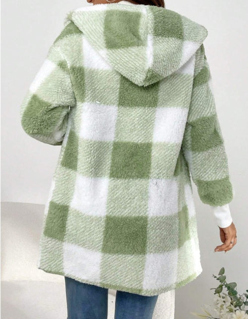 Load image into Gallery viewer, Plaid Long Sleeve Hooded Coat 2668south
