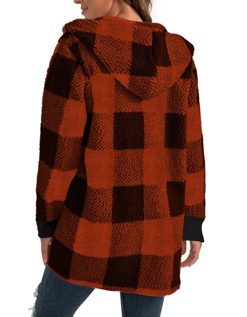 Load image into Gallery viewer, Plaid Long Sleeve Hooded Coat 2668south
