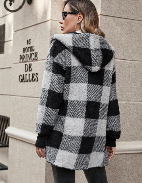 Load image into Gallery viewer, Plaid Long Sleeve Hooded Coat 2668south
