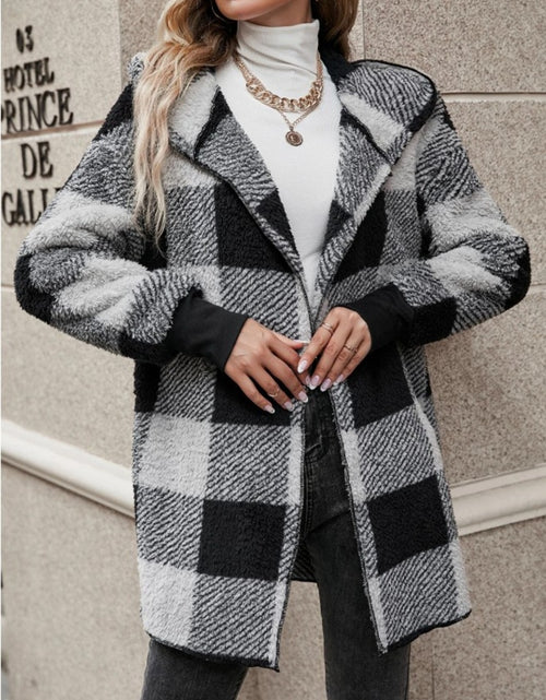 Load image into Gallery viewer, Plaid Long Sleeve Hooded Coat 2668south
