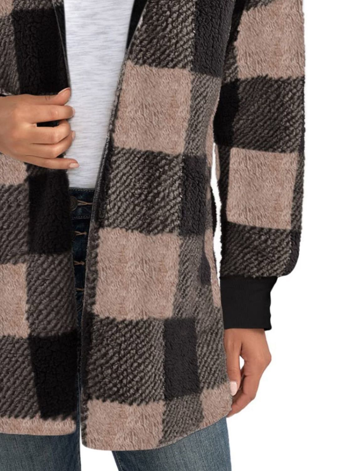 Plaid Long Sleeve Hooded Coat 2668south