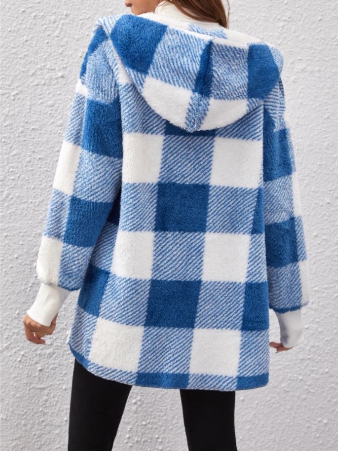 Plaid Long Sleeve Hooded Coat 2668south