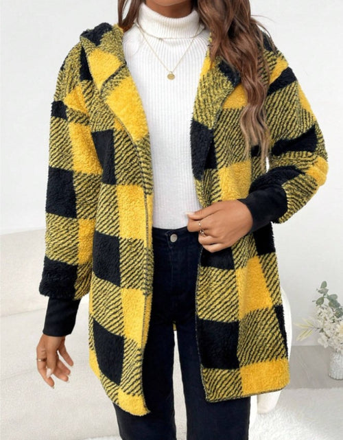 Load image into Gallery viewer, Plaid Long Sleeve Hooded Coat 2668south
