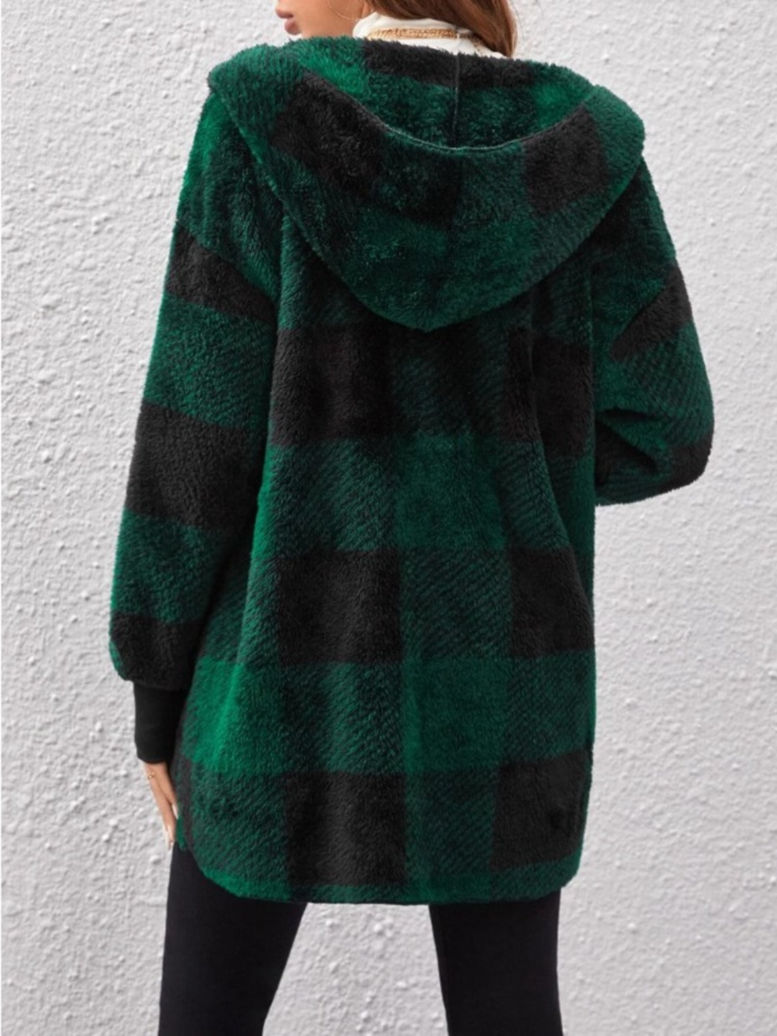 Plaid Long Sleeve Hooded Coat 2668south