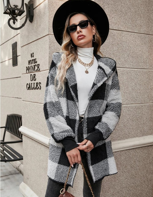 Load image into Gallery viewer, Plaid Long Sleeve Hooded Coat 2668south
