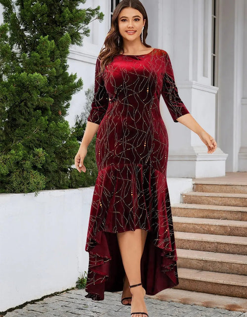 Load image into Gallery viewer, Plus Size Ruffle Hem High-Low Dress 2668south
