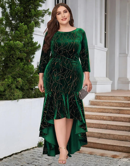 Load image into Gallery viewer, Plus Size Ruffle Hem High-Low Dress 2668south
