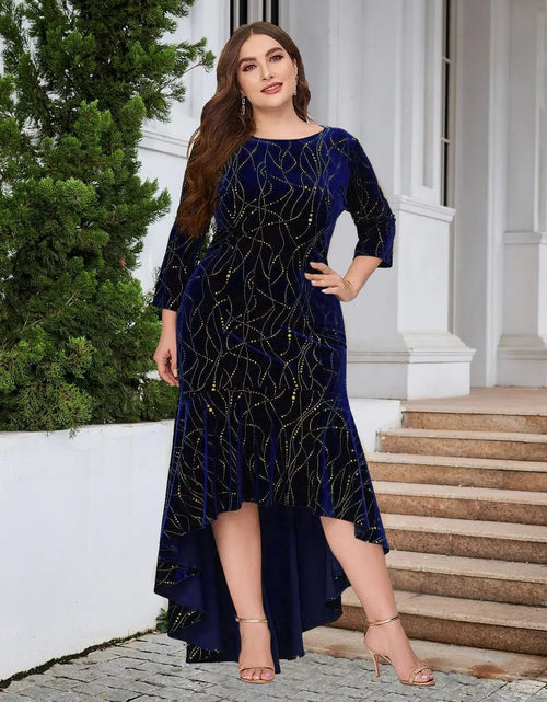 Load image into Gallery viewer, Plus Size Ruffle Hem High-Low Dress 2668south
