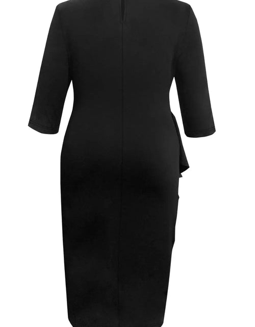 Load image into Gallery viewer, Plus Size Ruffle Trim Round Neck Long Sleeve Dress 2668south
