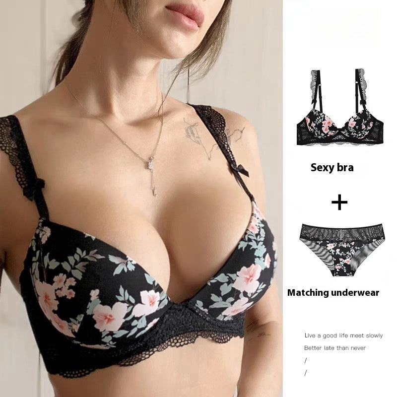 Plus Size Traceless Printed Underwear Women's Big Chest And Small Breast Holding 2668south