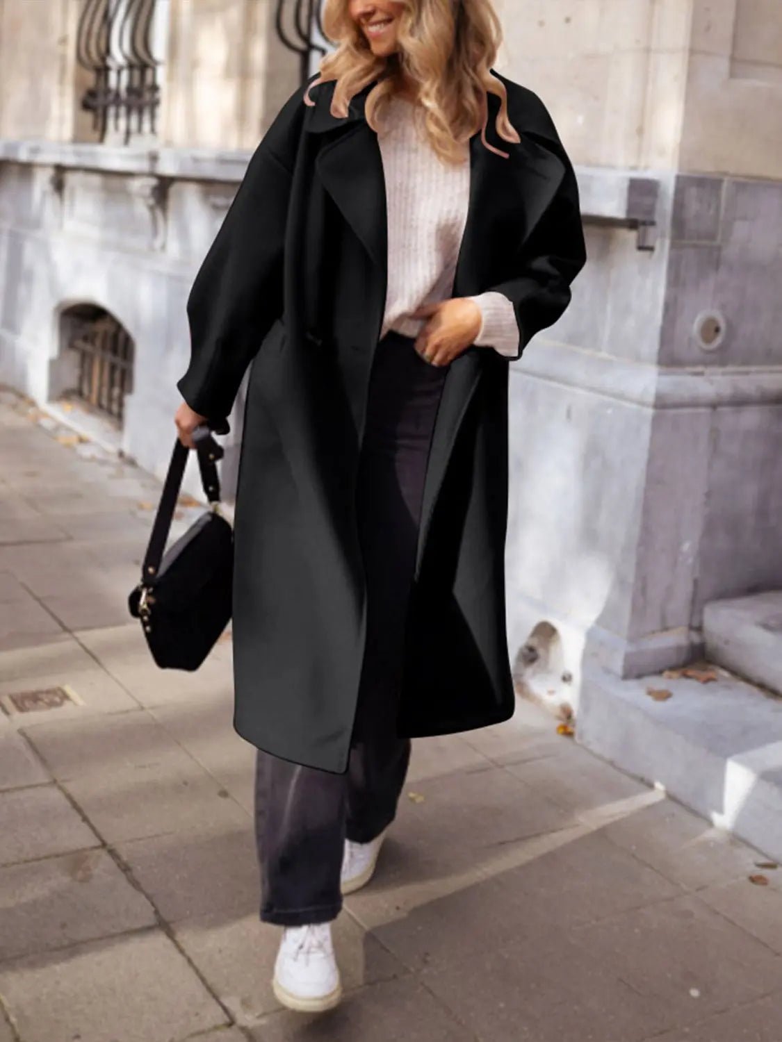 Pocketed Collared Neck Long Sleeve Coat 2668south